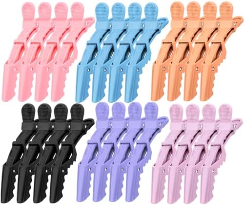 24 Pack Alligator Hair Clips, Professional Clips for Hair Sectioning, Hair Styling Accessories for Women Men Girls Teens,Multicolor（Blue，Black，Purple ，Light Purple ，Orange） by Ondder
