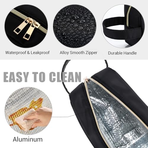 Insulated Makeup Bag for Car Women Cosmetics Bag, Medium, Portable, Black - Image 3