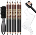 Noerrors Barber Pencil for Lineup Magic Hairline Enhancement Beard Guide Shaping Pencils for Design Razor Trace Black Brown Barber Chalk Pencils Set with Sharpener Ruler Brush for Men by Noerrors