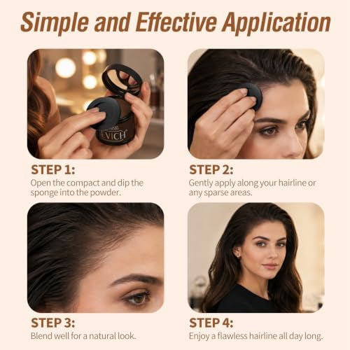 Sevich Hairline Powder 10g with Brush, Instantly Conceals Hair Loss & Thinning & Gray, 48H Waterproof Root Touch Up Powder, Natural Hair Shadow Toppers for Women & Men, 1 Box = 2.5 Boxes,Med Brown - Image 4