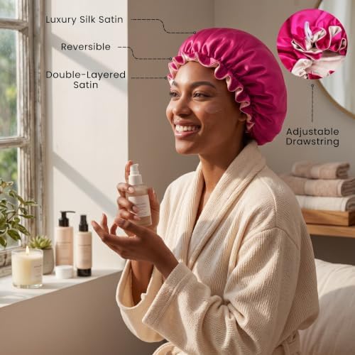 Silk Satin Hair Bonnet for Sleeping Reversible - Image 3