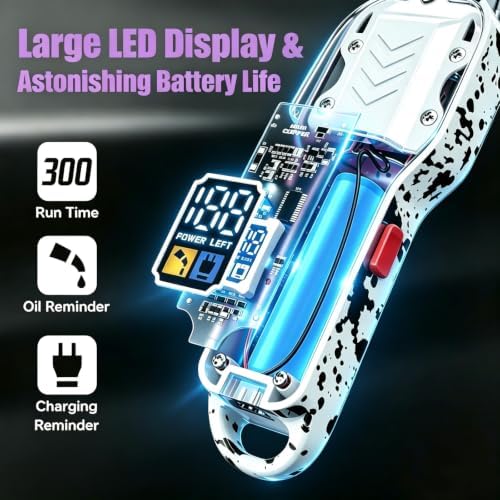 Professional Hair Clippers for Men, Cordless Barber kit for Hair Cutting & Grooming, Hair Clippers and Trimmer Set for Barber Haircut with LED Display, 8 Fade Taper Combs(White Set) - Image 3