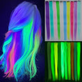 Ms Aloe 10 Pcs Glow in Dark Clip in Hair Extensions - 22inch Colorful Synthetic Rainbow Glow in The Dark Hair Accessories for Women by MsAloe