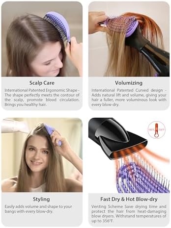 NuWay® DoubleC® Scalp Care Hair Brush – Patented Double Curve Design for Scalp Massage, Vented Blow-Dry Styling, Wet & Dry Hair, All Hair Types (Rose Pink) - Image 5