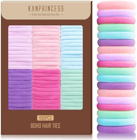 Kanprincess Nylon Hair Ties, 100PCS No-Damage Soft Bands for Women by KANPRINCESS