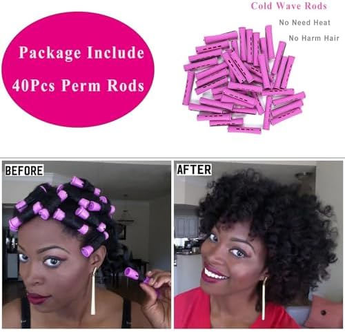 Perm Rods Set for Natural Hair, 40Pcs Plastic Cold Wave Rods, Heatless Perming Rods Hair Curler for Women, DIY Hairdressing Tools, Purple, 0.75 Inch - Image 5