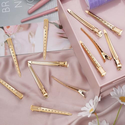 Bantoye 24 Packs Duck Bill Clips 3.35 Inch Metal Alligator Clip, Matte Gold - Image 6