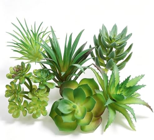 6Pcs Mini Fake Succulents Plants, Green Succulent Plants Faux by Unknown