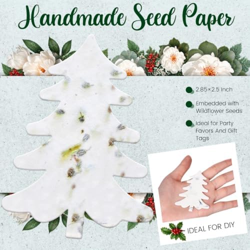 Dunzoom 50 Pcs Plantable Seed Paper Tags Wildflower, Christmas Tree Shape - Image 2