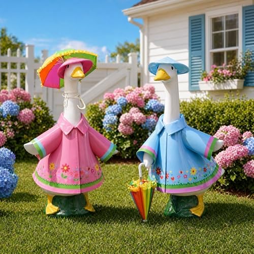 DECOHS 2 Set Raincoat Porch Goose Outfits, Summer Lawn Goose Statue Cloth - Image 7