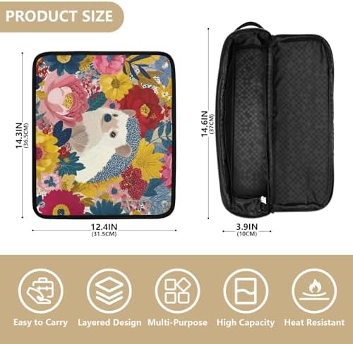 Hair Tools Travel Bag with Heat Resistant Mat Detachable 2-in-1 Curling Iron Travel Case Hot Tools Organizer for Straightener Flat Iron Garden Flowers Hedgehogs Colorful - Image 4