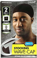 Titan Stocking Wave Cap 2PCS - Skull, Wig Cap Hair Accessories for Men and Women, BROWN COLOR by TITAN