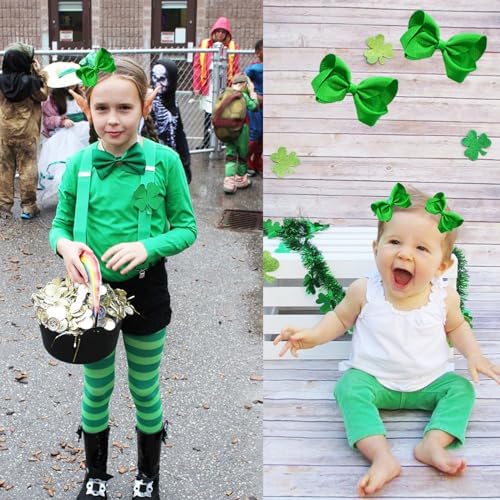 7PCS Lucky Shamrock Hair Accessories - Hair Bows Clips and Costume Accessories for Girls and Women - Image 2