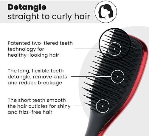 Tangle Teezer x Devil Wears Prada Detangler Mini Hair Brush, Red Metallic - Image 2
