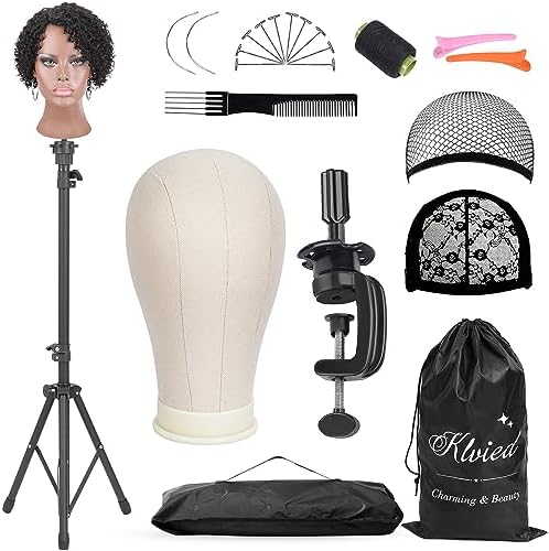 Klvied Wig Stand Set, 22in Head, Adjustable by Klvied
