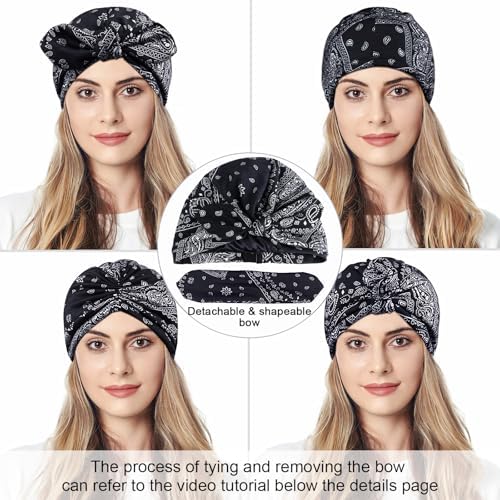 Ababalaya Satin Lined Beanies for Women Chemo Headwear Sleep Cap - Image 3