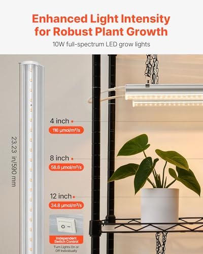 VEVOR Plant Shelf with Grow Light, 6-Tier Indoor Plant Stand, 71 in Tall Plants Display Rack with Wheels & 4/9/14H Timer, 80W T5 LED Full Spectrum Grow Lights, Flower Pot Holder for Seed Starting - Image 3