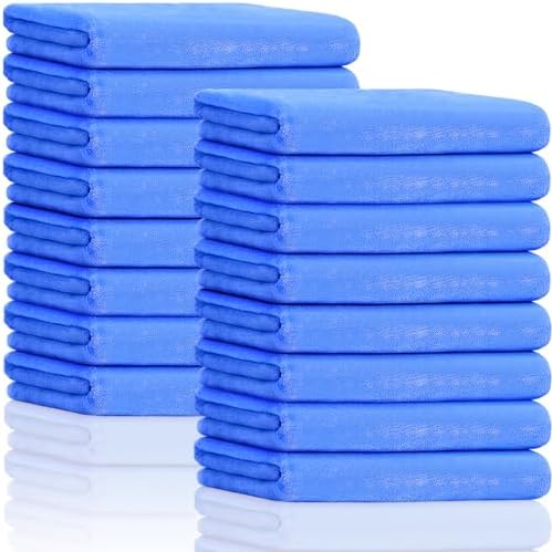 SmoothNovelty 16 Pack Microfiber Bath Towels Bulk, Simple, Royal Blue by SmoothNovelty