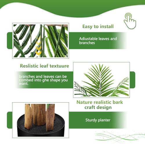 6ft Artificial Palm Tree Indoor, Large Fake Tropical Areca Palm with 18 Trunks, Tall Faux Floor Plants for Indoor Living Rooms Offices Bedroom Home Decor - Image 6