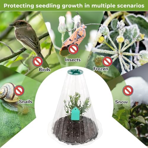 Cloches for Plants, Transparent Plant Covers, Garden Cloches with Humidity Domes, Securing Pegs and Plant Labels, Reusable Plant Protectors from Animals Plant Bell Cover (Transparent-30pcs-S) - Image 6