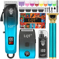 Hair Clippers for Men with LED Display, 4-Piece Cordless Grooming Kit with Beard Trimmer, Foil Shaver & Nose Trimmer, Rechargeable Hair Cutting Set for Home Barber, Men's Personal Care Kit & Gift by LQT