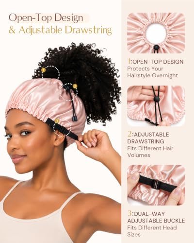 BONNET QUEEN Adjustable Double Layer Silk Like Satin Sleep Bonnet for Women with Scrunchie - Image 3
