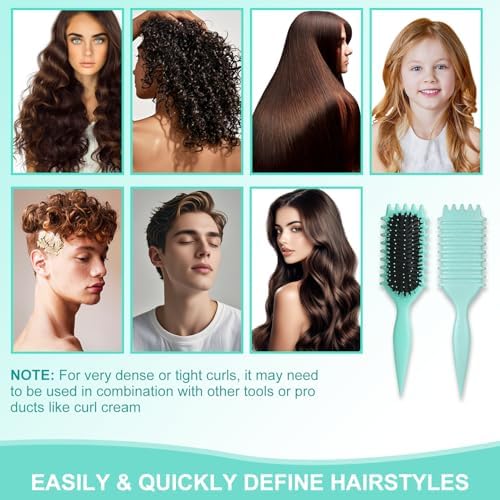 Curly Hair Brush, Curl Defining Brushes, Styling Brush for Curly Hair, Shaping and Defining Curls Brushes for Women (Green) - Image 6