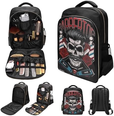 Barber Supplies Clippers Backpack for Hairdresser, with Barber Cape & Barber Brush, Large Travel Bag Zipper, Water Proof Barber Accessories of Professional Hair Cutting Tools Backpack - Image 2