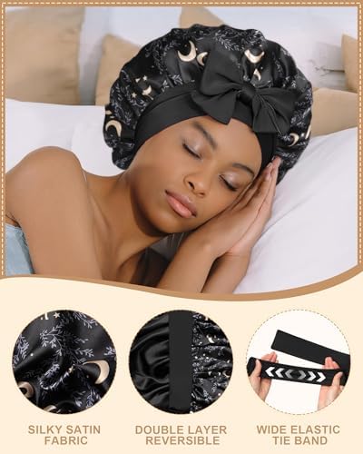 AWAYTR Double Layer Satin Bonnet for Women, Reversible Sleep Hair Wrap - Image 6