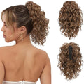Flufymooz Ponytail Extension, 12" Short Claw Ponytail Extension Wavy Curly Jaw Clip in Pony tails Hair Extension Natural Synthetic Hairpiece for Women(Dirty Blonde) by Flufymooz