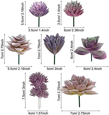 Woohome 15 PCS Artificial Succulent Plants, Purple Fake Succulent, Unpotted Faux Succulent Assortment in Flocked Blue in Different Type for Birthday Home Decor Indoor Wall Garden DIY - Image 5