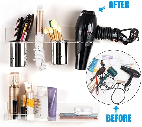 Hair Tool Organizer Wall Mount, Hot Tool Holder with 2 Cups, Set of 2 - Image 3