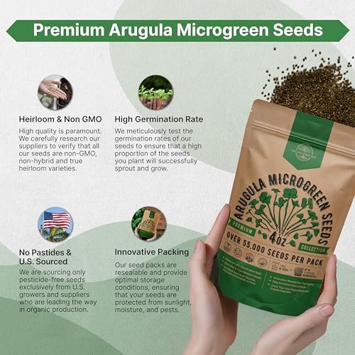 Organo Republic Arugula Sprouting & Microgreens Seeds - 55,000 Non-GMO Heirloom Seeds, Sprouts in 4 oz Resealable Bag for Planting & Growing Microgreens in Soil, Coconut Coir, Aeroponic & Hydroponic - Image 6