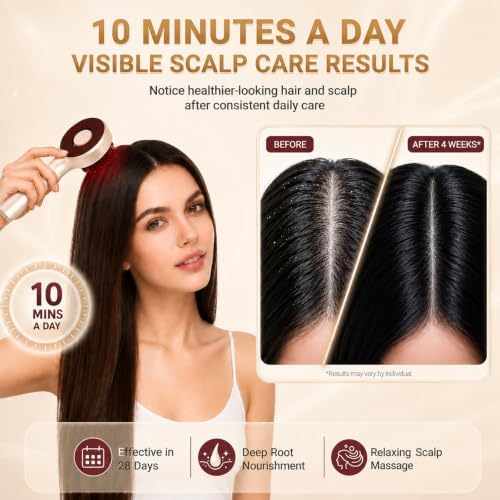 Scalp Massager, 3-in-1 Hair Oil Applicator, Cordless Electric Massager, IPX7 Waterproof, Portable Scalp Brush for Hair Growth & Dandruff Removal, Salon Home & Travel Use, White - Image 2