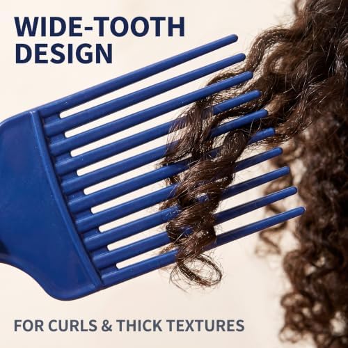 2Pcs Blue Salon-Style Hair Pick and Barber Comb - Pick Comb for Curly Hair and Parting Care for Thick Quality Barber Supplies, Styling Tools and Appliances - Image 4