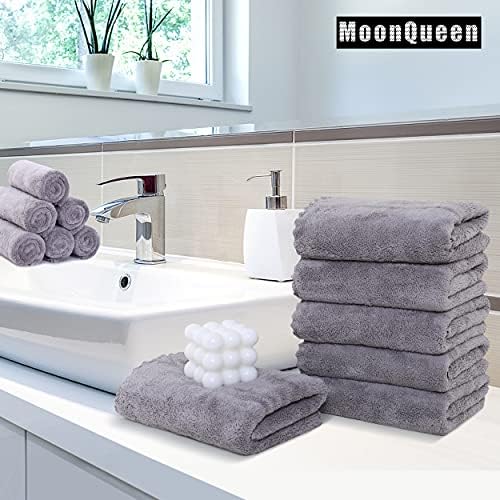 MOONQUEEN 18 Pack Premium Hand Towels - Quick Drying - Microfiber Coral Velvet Highly Absorbent Towels - Multipurpose Use as Hotel, Bathroom, Shower, Spa, Hand Towel 16 x 28 inches (Light Grey) - Image 2