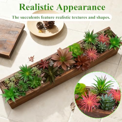 16 Pcs Artificial Succulents Plants Faux Plastic Succulents Assortment in Green & Colorful Tones for DIY Crafts, Floral Walls, Home, Garden, Office Decor, Party & Cake Decorations - Image 3