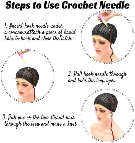 Braided Wig Cap For Crochet Hair Braids Breathable Cornrow Cap for Easier Sew in Weave Hair Glueless Black Cornrow Crochet Wig Cap For Making Wig Large Size(braided caps,2pcs) - Image 7