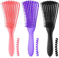 Detangling Brush for Afro American/African Textured 3a to 4c Kinky, Wavy, Curly, Coily Hair - Scalp Massaging Knot Remover Comb for Women's Wet, Dry, Oily, Thick or Long Hair (3 pcs, Purple-B-P) by Unknown