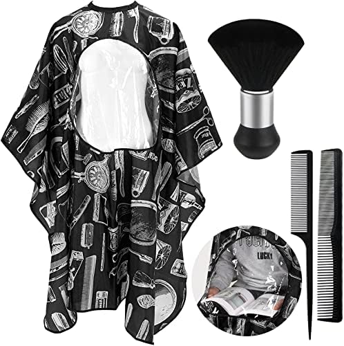 FEBSNOW Barber Cape with See Through Window and Neck Duster Brush by HOMECRAFTBEAUTYBABY