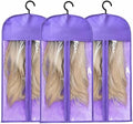 3-PCS Wig Storage Bags with Hangers – Premium Hair Extension Organizer for Multiple Wigs, 60cm x 30cm Dust-Proof Closet Savers (Purple) by KneysanMakeYourLifeBetter