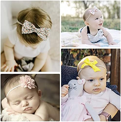 BQUBO Baby Girl Bows and Headbands Soft Nylon Hairbands Elastics Handmade Girls Flower Hair Accessories for Newborn Infant Toddlers Kids 10 Pack - Image 3