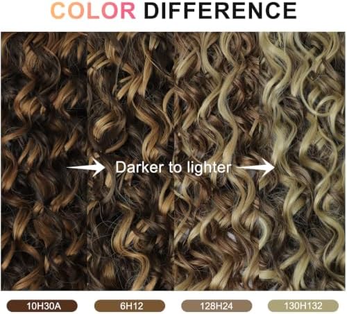 Vigorous Curly Clip In Hair Extensions,4PCS 20 inch Thick Curly Hair Extensions Lace Weft Clip Ins Invisible Natural Synthetic Hairpieces for Women,Light Brown with Blonde Highlights(128H24) - Image 4