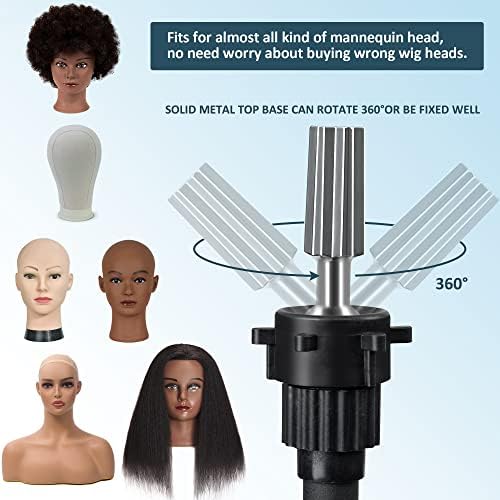 Klvied Wig Stand Tripod, Adjustable 25-53.5in for Braiding and Wig Styling - Image 4