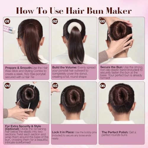 Complete Hair Bun Maker Kit,Donut Bun Maker,Blonde - Image 6