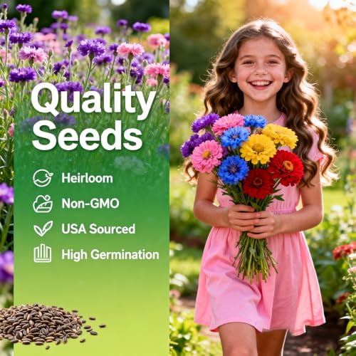 1107+ Perennial Cornflower Seeds Mix for Planting,Dwarf Colorful Cornflower Seeds Corn Flowers Seed Non-GMO Heirloom Plant Seed Home Garden - Image 3