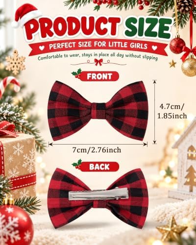 YHXX YLEN 10PCS Christmas Hair Bows for Girls, 2.76 Inch Velvet Bows Clips - Image 2