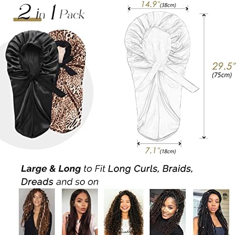 YANIBEST Adjustable Satin Sleep Bonnet, Double Layer Extra Long Hair Bonnet - Image 2
