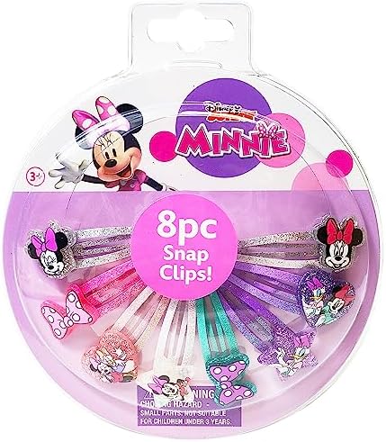 Disney Minnie Kids Hair Clips for Girls Snap Clips 8 Pack Multi Color Ages 3+ by LUVHERKIDS