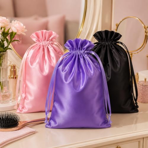6Pcs Wig Bags with Satin Drawstring Wig Storage Bags - Image 6